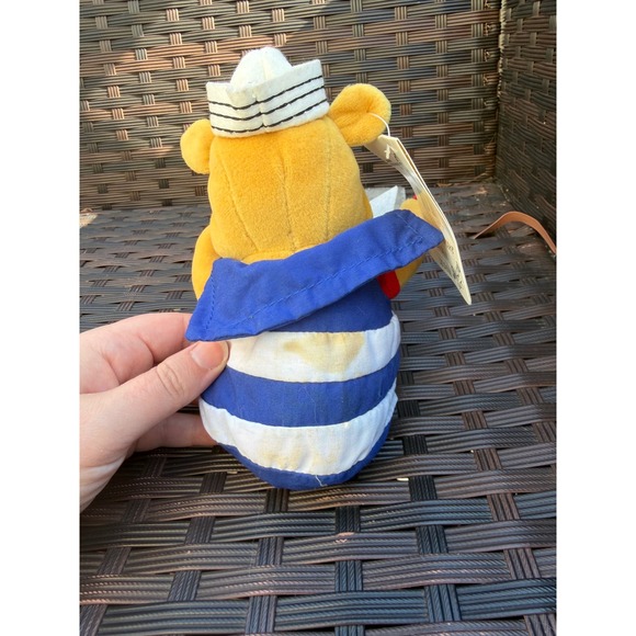 Disney Store Winnie the Pooh Nautical Sailor Mini Bean Bag Plush 8 Inch Vintage - Picture 4 of 7